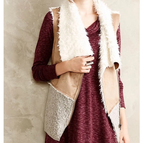 Faux Fur Sherpa Anthropologie Vest - Picture 2 of 2